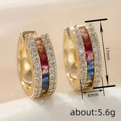 Colorful Diamonds Earring Gold Plating