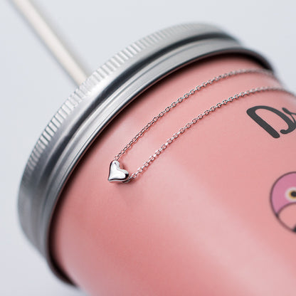 Silver Heart Short Chain Necklace