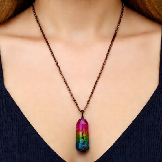 Crystal Tree Of Life Colorful Necklace