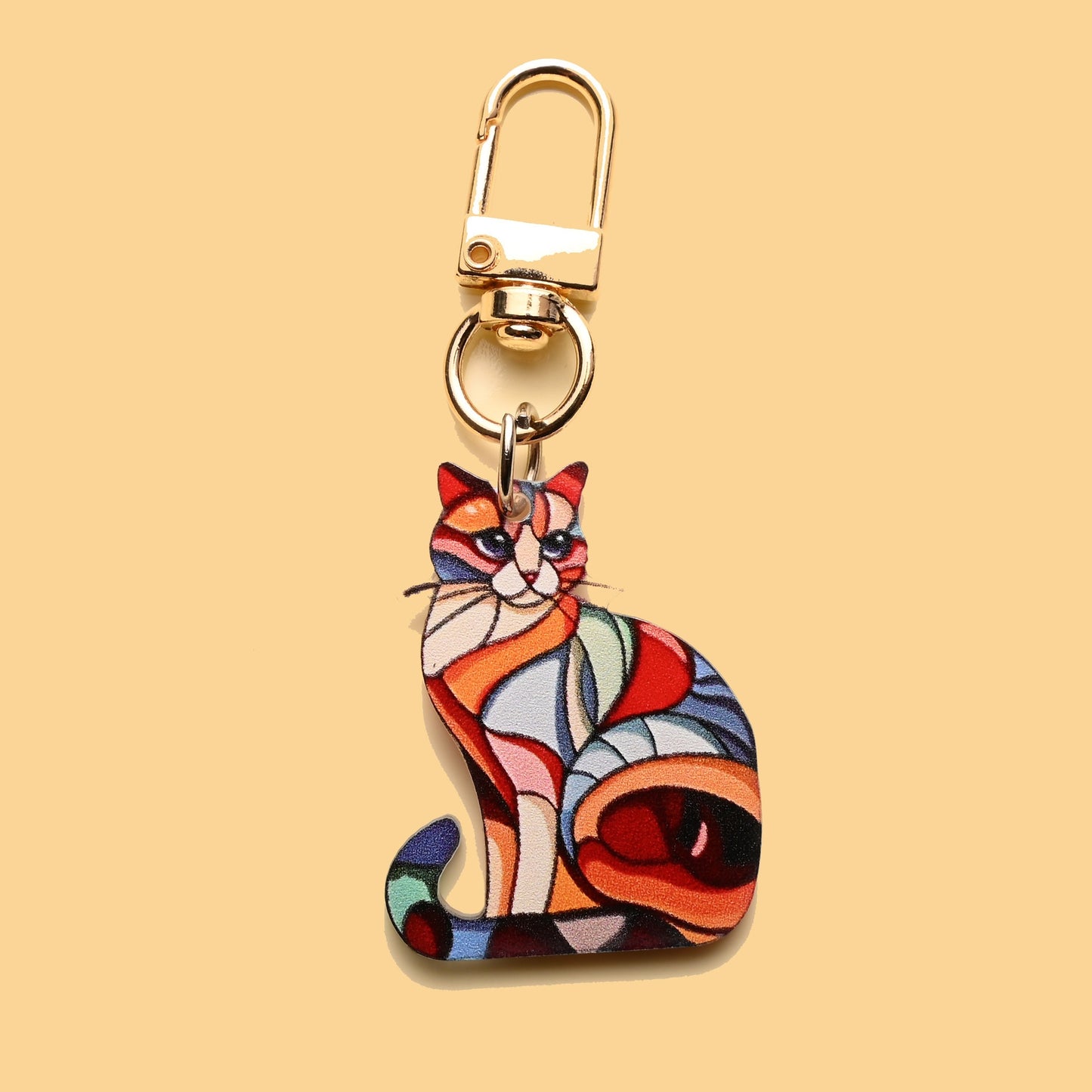 Puppy Stained Glass Keychain