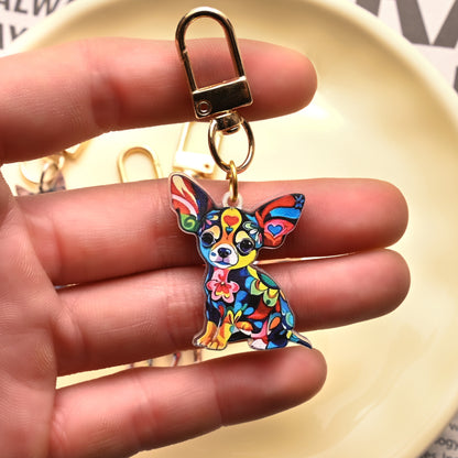 Puppy Stained Glass Keychain