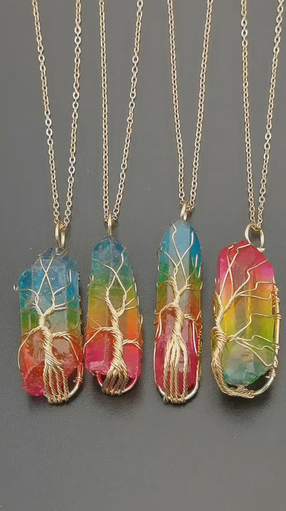 Crystal Tree Of Life Colorful Necklace
